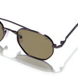 Phantom Gun-Silver Green Hexagon Sunglasses
