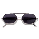 Hexa Silver Black Hexagon Sunglasses
