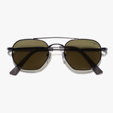 Phantom Gun-Silver Green Hexagon Sunglasses