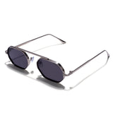 Hexa Silver Black Hexagon Sunglasses