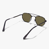 Phantom Gun-Silver Green Hexagon Sunglasses