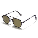 Phantom Gun-Silver Green Hexagon Sunglasses