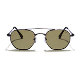 Phantom Gun-Silver Green Hexagon Sunglasses