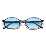 Opulent Black Blue Gradient Hexagon Sunglasses