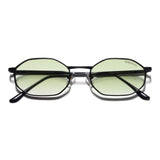 Opulent Black Green Gradient Hexagon Sunglasses