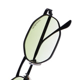 Opulent Black Green Gradient Hexagon Sunglasses