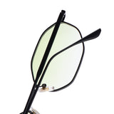 Opulent Black Green Gradient Hexagon Sunglasses