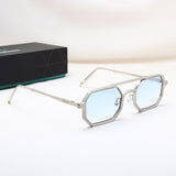 Commando V1 Rectangle Silver Blue Gradient Sunglasses