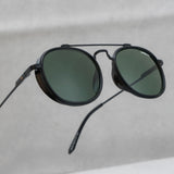 Green And Black Polarized SG4612 Metal Frame Round Sunglasses