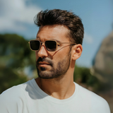 Francis Gold Black Rectangle Sunglasses