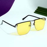 Heldish. Black Yellow Square Sunglasses