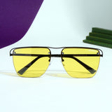 Heldish. Black Yellow Square Sunglasses