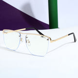Heldish. Gold Clear Square Sunglasses