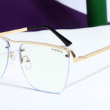 Heldish. Gold Clear Square Sunglasses