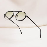 Hexa Black Green Gradient Hexagon Sunglasses