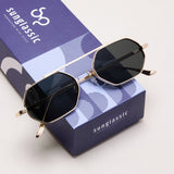 Hexa Gold Black Hexagon Sunglasses