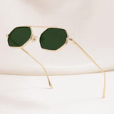Hexa Gold Green Hexagon Sunglasses