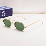 Hexa Gold Green Hexagon Sunglasses