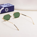 Hexa Gold Green Hexagon Sunglasses