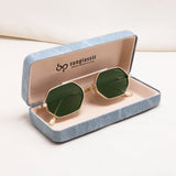 Hexa Gold Green Hexagon Sunglasses