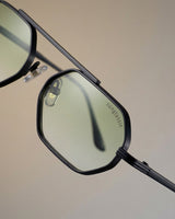 Hexa Black Green Gradient Hexagon Sunglasses