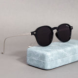 Hybrid Black Polarized Round Sunglasses
