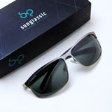 Radiant Gray Green Polarized Rectangle Sunglasses