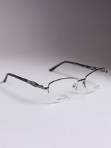 Sleek Silver Black Rectangle Frame Eyeglasses for Men and Women (SG-90078)