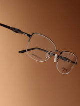 Sleek Silver Black Rectangle Frame Eyeglasses for Men and Women (SG-90078)