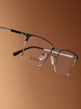 Sleek Silver Rectangle Frame Eyeglasses for Men and Women (SG-32077)