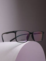 Sleek Black Rectangle Frame Eyeglasses for Men and Women (SG-12455)