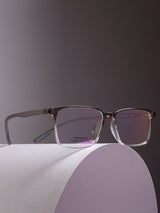Sleek Grey Clear Rectangle Frame Eyeglasses for Men and Women (SG-12455)