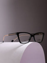 Sleek Gold Black Rectangle Frame Eyeglasses for Men and Women (SG-0004)