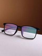 Sleek Black Rectangle Frame Eyeglasses for Men and Women (SG-12455)