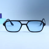 COLTON. Black Blue Rectangle Sunglasses