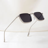 Francis Silver Black Rectangle Sunglasses