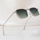 Francis Silver Green Gradient Rectangle Sunglasses