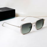 Francis Silver Green Gradient Rectangle Sunglasses