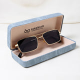 OPERA. Gold Black Rectangle Sunglasses