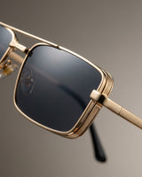 OPERA. Gold Black Rectangle Sunglasses