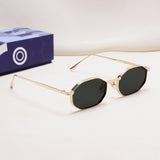 Opulent Gold Black Hexagon Sunglasses