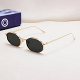 Opulent Gold Black Hexagon Sunglasses