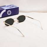 Opulent Gold Black Hexagon Sunglasses