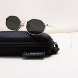 Opulent Gold Black Hexagon Sunglasses