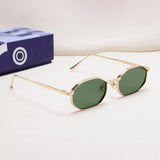 Opulent Gold Green Hexagon Sunglasses