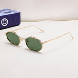Opulent Gold Green Hexagon Sunglasses