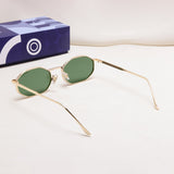 Opulent Gold Green Hexagon Sunglasses