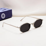 Opulent Silver Black Hexagon Sunglasses