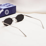 Opulent Silver Black Hexagon Sunglasses