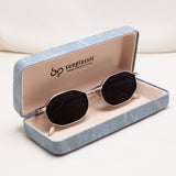 Opulent Silver Black Hexagon Sunglasses